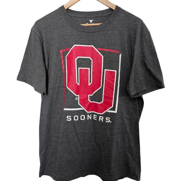 Fanatics OU Sooners T-Shirt Men Size Large Dark Grey Red University of Oklahoma - Picture 1 of 7